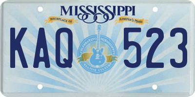 MS license plate KAQ523