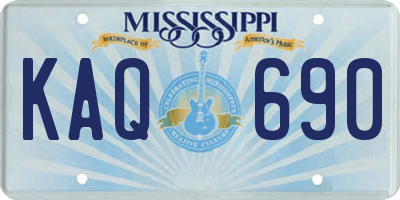 MS license plate KAQ690
