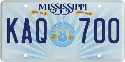 MS license plate KAQ700