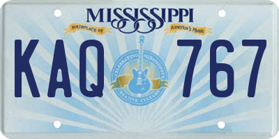 MS license plate KAQ767