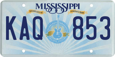 MS license plate KAQ853