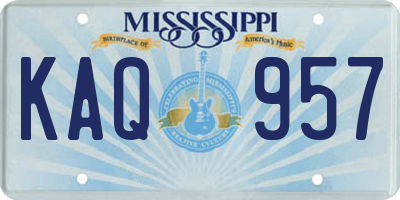 MS license plate KAQ957