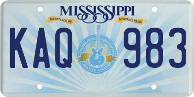 MS license plate KAQ983