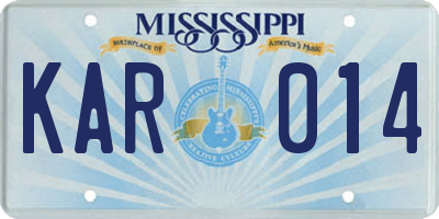 MS license plate KAR014