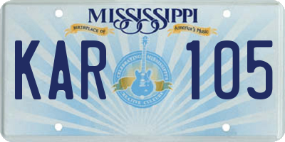 MS license plate KAR105