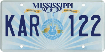 MS license plate KAR122