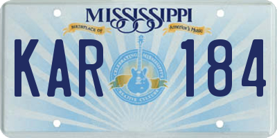MS license plate KAR184