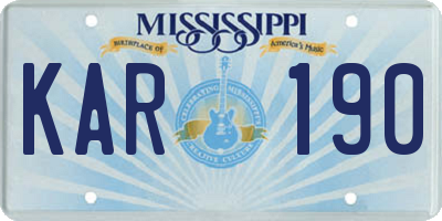 MS license plate KAR190