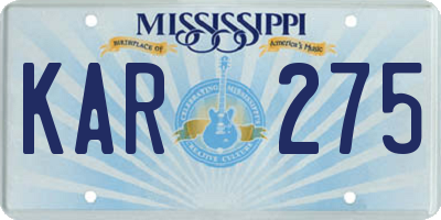MS license plate KAR275