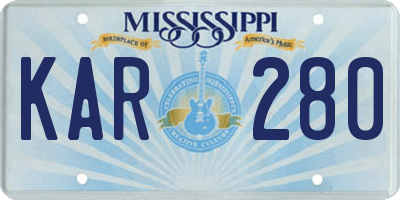 MS license plate KAR280