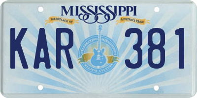 MS license plate KAR381