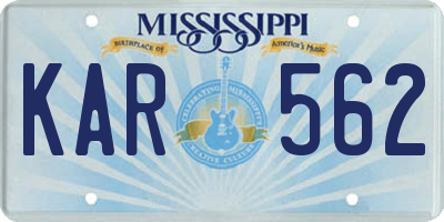 MS license plate KAR562