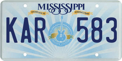 MS license plate KAR583