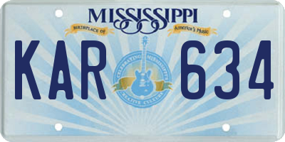 MS license plate KAR634