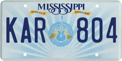 MS license plate KAR804