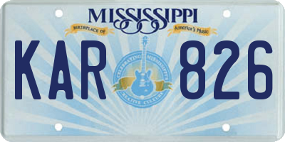MS license plate KAR826