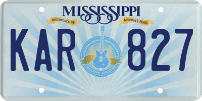 MS license plate KAR827