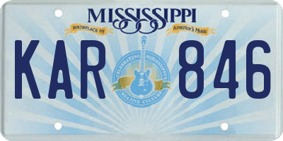 MS license plate KAR846