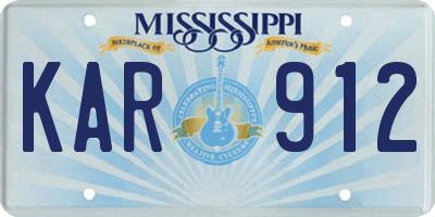 MS license plate KAR912