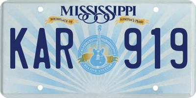 MS license plate KAR919