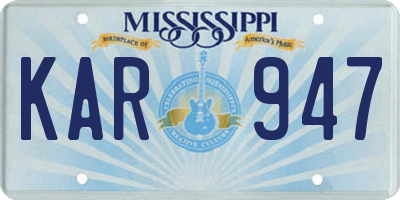 MS license plate KAR947