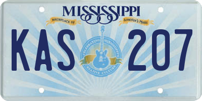 MS license plate KAS207