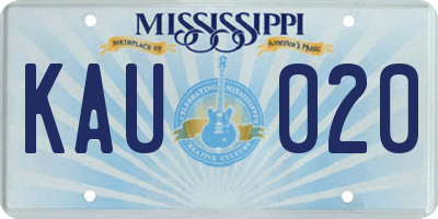 MS license plate KAU020