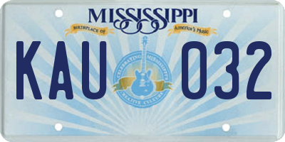 MS license plate KAU032