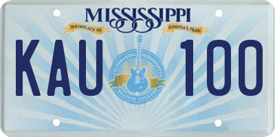 MS license plate KAU100