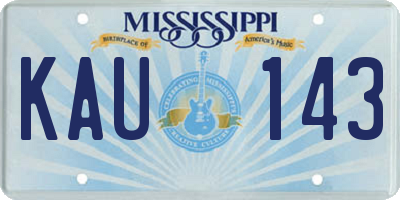 MS license plate KAU143