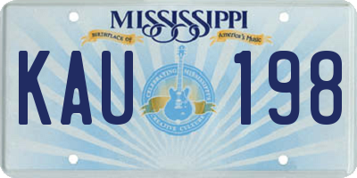 MS license plate KAU198
