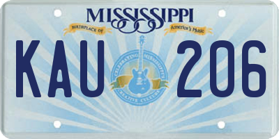 MS license plate KAU206
