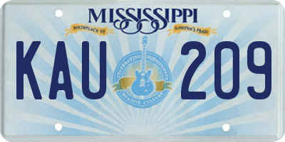 MS license plate KAU209