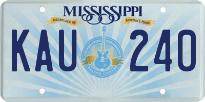 MS license plate KAU240