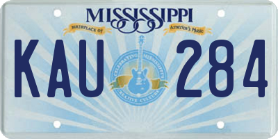 MS license plate KAU284