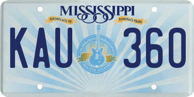MS license plate KAU360
