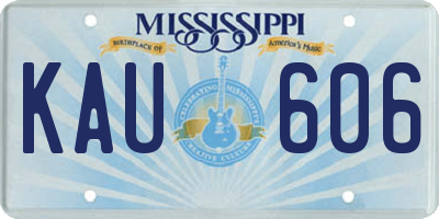 MS license plate KAU606