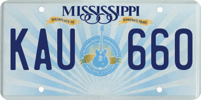 MS license plate KAU660