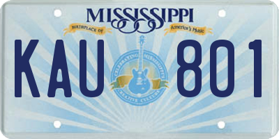 MS license plate KAU801