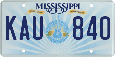 MS license plate KAU840