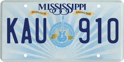 MS license plate KAU910