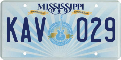 MS license plate KAV029