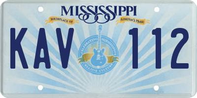 MS license plate KAV112