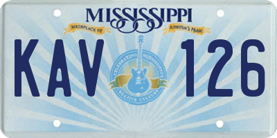 MS license plate KAV126