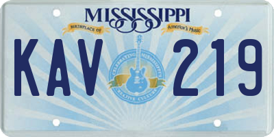 MS license plate KAV219
