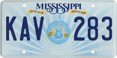 MS license plate KAV283