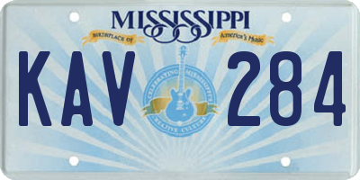 MS license plate KAV284