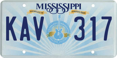 MS license plate KAV317