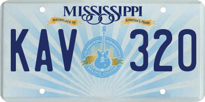 MS license plate KAV320
