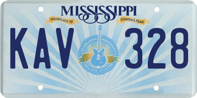MS license plate KAV328